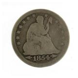 1854 Seated Liberty Silver Quarter "Arrows"