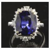 18K Gold 10.69 ct Sapphire & Diamond Ring