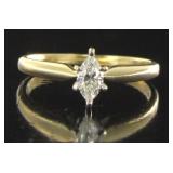 14kt Gold Marquise Cut Diamond Solitaire Ring