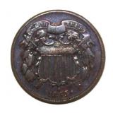1865 Copper 2 Cent Piece *Very Nice