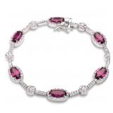 Elegant Oval Ruby & White Topaz Tennis Bracelet