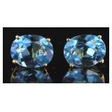 14kt Gold Natural 3.00 ct Blue Topaz Earrings
