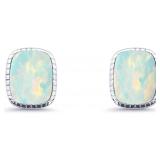 Large Enameled Fire Opal Designer Earrings