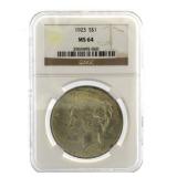 1923 MS64 Peace Silver Dollar