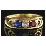 10kt Gold Red/White/Blue Dinner Ring