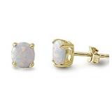 Round Fire Opal Stud Earrings