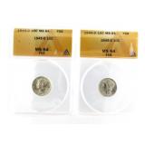 1945 MS64 FSB Mercury Silver Dimes