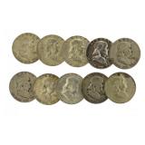 Collection Mixed Date Franklin Silver Half Dollar