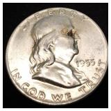 1955 Franklin Silver Half Dollar AU