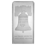 10 Ounce .999 Fine Silver Liberty/Constitution Bar