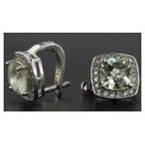 Genuine Green Amethyst Earrings