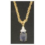Genuine 2.00 ct Sapphire & Diamond Pendant