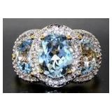 Genuine 4.60 ct Sky Blue Topaz Designer Ring