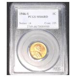 1946-S Lincoln Wheat Cent PCGS MS 66 RD