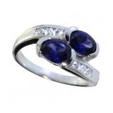 Brilliant 2.20 ct Tanzanite 2 Stone Designer Ring