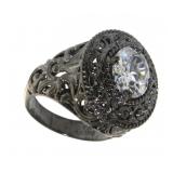 Antique Style Oval White Topaz Ring
