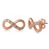 Rose Toned White Topaz Infinity Earrings
