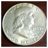 1959 Fanklin Silver Half Dollar