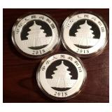 Lot Of 3 2018 Silver Panda Coins