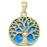 Stunning Blue Opal Tree of Life Pendant