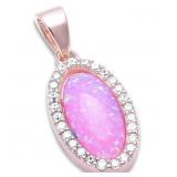 Rose Toned Pink Opal & White Topaz Pendant