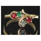 10kt Gold Natural Ruby & Emerald Estate Ring