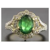 14kt Gold 2.90ct Oval Emerald & Diamond Ring