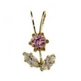 10kt Gold Pink & White Topaz Pendant