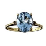 10kt Gold Natural 2.30 ct Blue Topaz/Diamond Ring