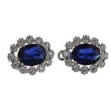 Oval 6.00 ct Sapphire French Lock Earrings
