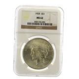 1923 MS62 Peace Silver Dollar