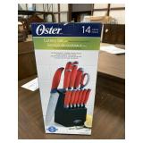 14pc Oster red handle cutlery set