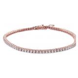 Rose Toned 2.5 mm Round White Topaz Bracelet