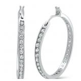 Beautiful Channel Set  CZ 30mm Round Hoops