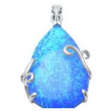 XL Blue Fire Opal Teardrop Pendant