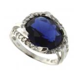 Oval 6.25 ct Blue & White Sapphire Ring