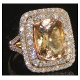 14kt Rose Gold 9.51 ct Morganite & Diamond Ring