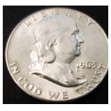 1963-D Franklin Silver Half Dollar BU