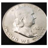 1963-D Franklin Silver Half Dollar BU