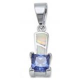 Princess Cut Tanzanite & White Opal Pendant