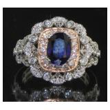 14K Gold 2.65 ct Sapphire & Diamond Ring