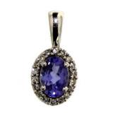 10kt Gold Natural Tanzanite & Diamond Pendant