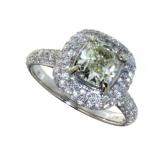 14K Gold Cushion Cut 2.06 ct Diamond Ring