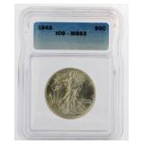 1943 MS63 Walking Liberty Silver Half Dollar