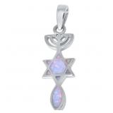 Beautiful White Fire Opal Star of David Pendant