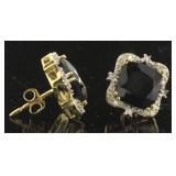 14kt Gold Natural 4.11 ct Onyx & Diamond Earrings