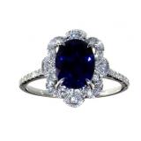 14kt Gold 2.95 ct Oval Sapphire & Diamond Ring