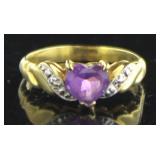 14kt Gold Natural Amethyst Heart Ring