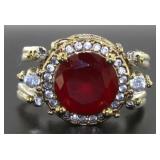 Vintage Style 5.00 ct Ruby/Emerald Reversible Ring