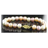 14kt Gold Hand Knotted Pearl Bracelet